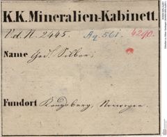 Etiketten zu Silber Gediegen (NHMW-MIN-Aq561)